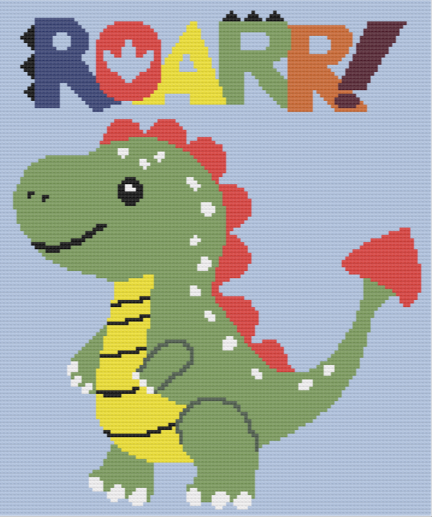 DINOSAUR ROAR Crochet Pattern 120x140