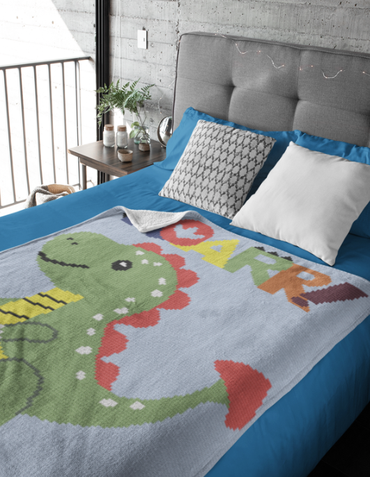 DINOSAUR ROAR Crochet Pattern 120x140