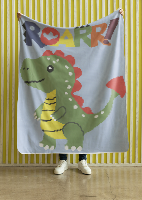 DINOSAUR ROAR Crochet Pattern 120x140