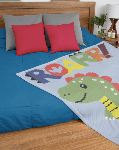 DINOSAUR ROAR Crochet Pattern 120x140