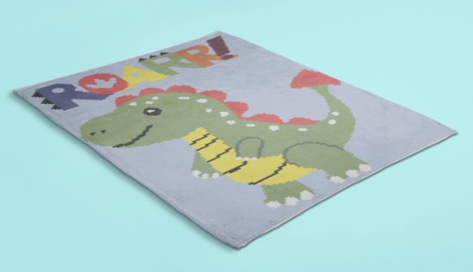 DINOSAUR ROAR Crochet Pattern 120x140