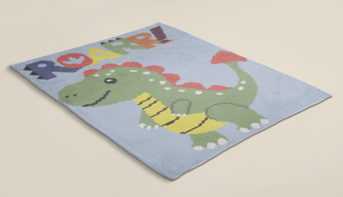 DINOSAUR ROAR Crochet Pattern 120x140