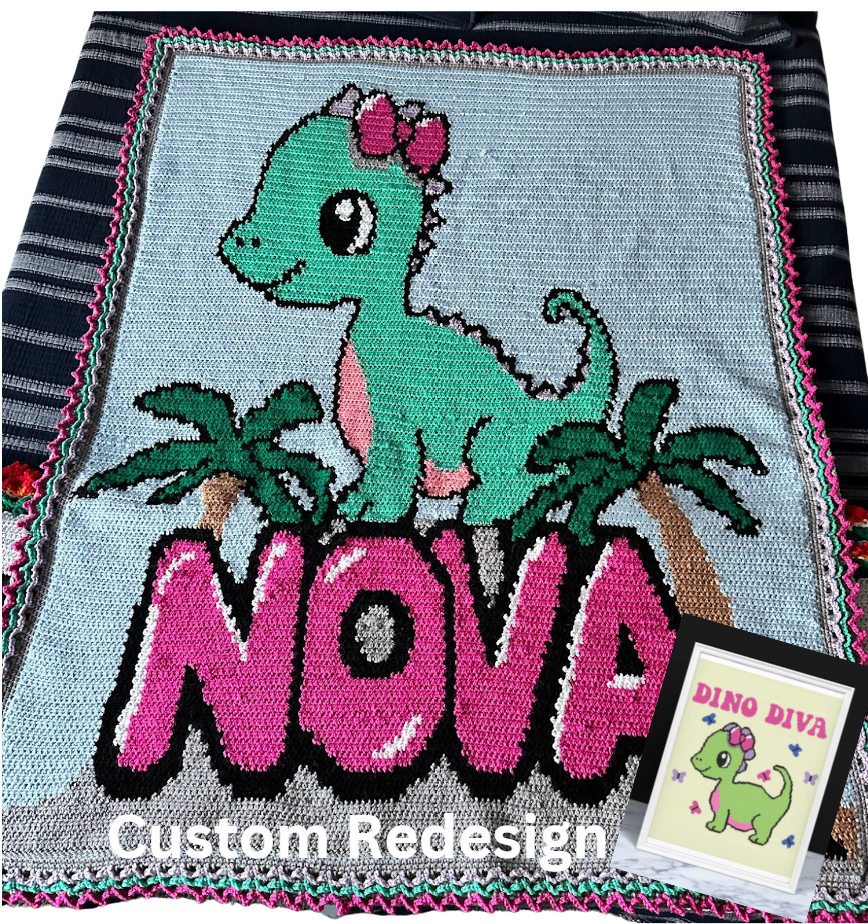 DINO DIVA Crochet Pattern 150x160