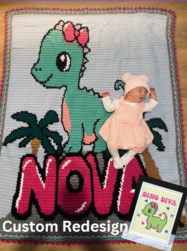 DINO DIVA Crochet Pattern 150x160