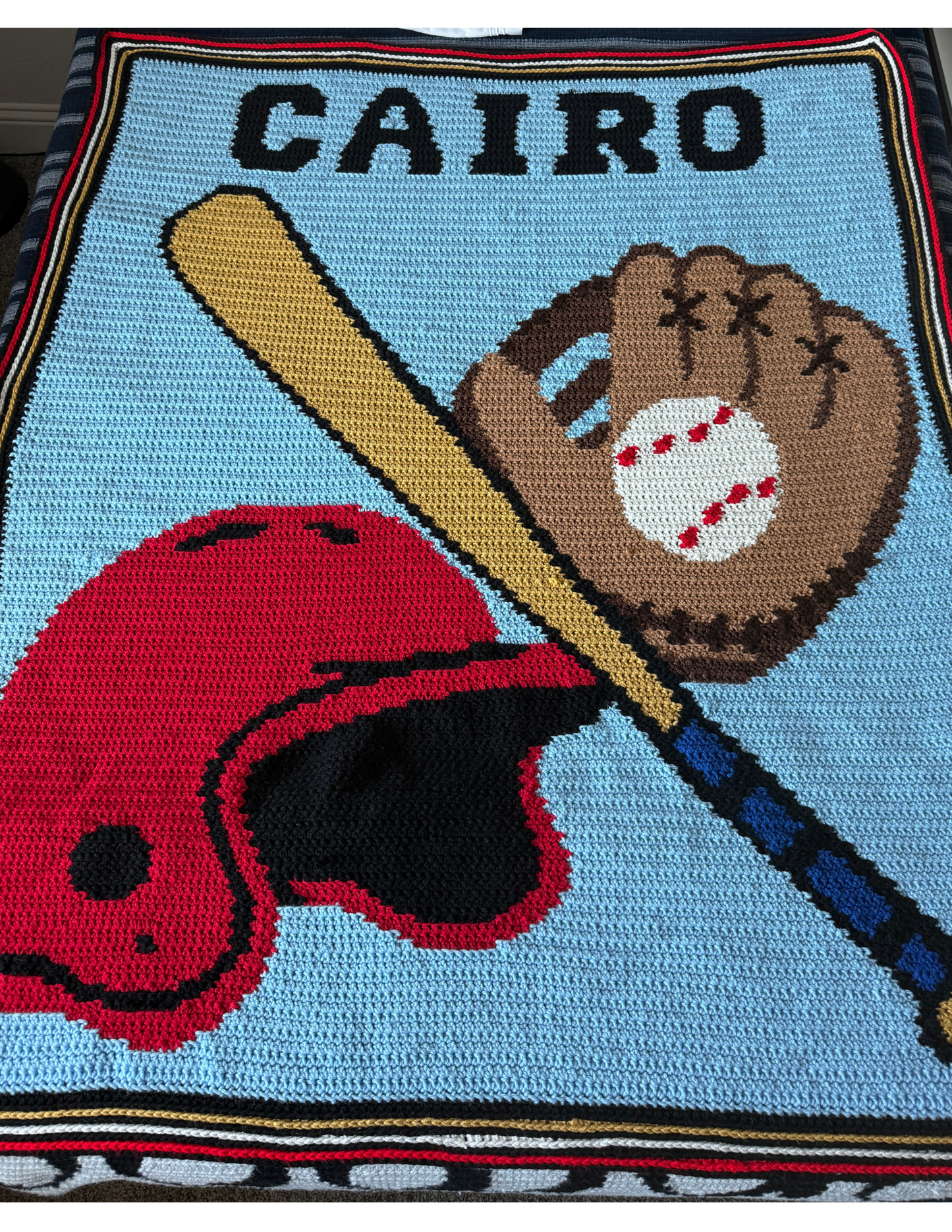 Baseball Gear Crochet Pattern 140 x 160