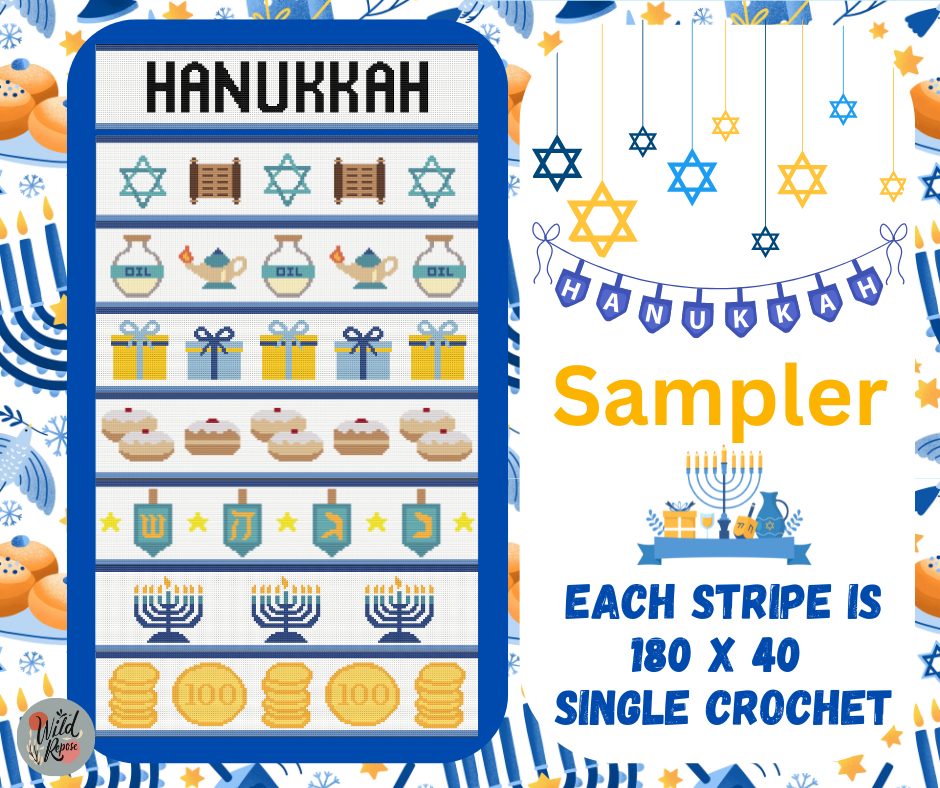Hanukkah Sampler Crochet Pattern – Festive Stripes Design