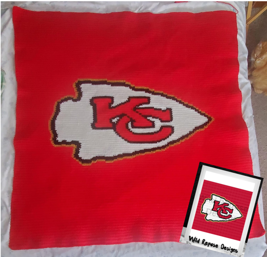 KC Chiefs Logo Crochet Pattern C2C 50x50