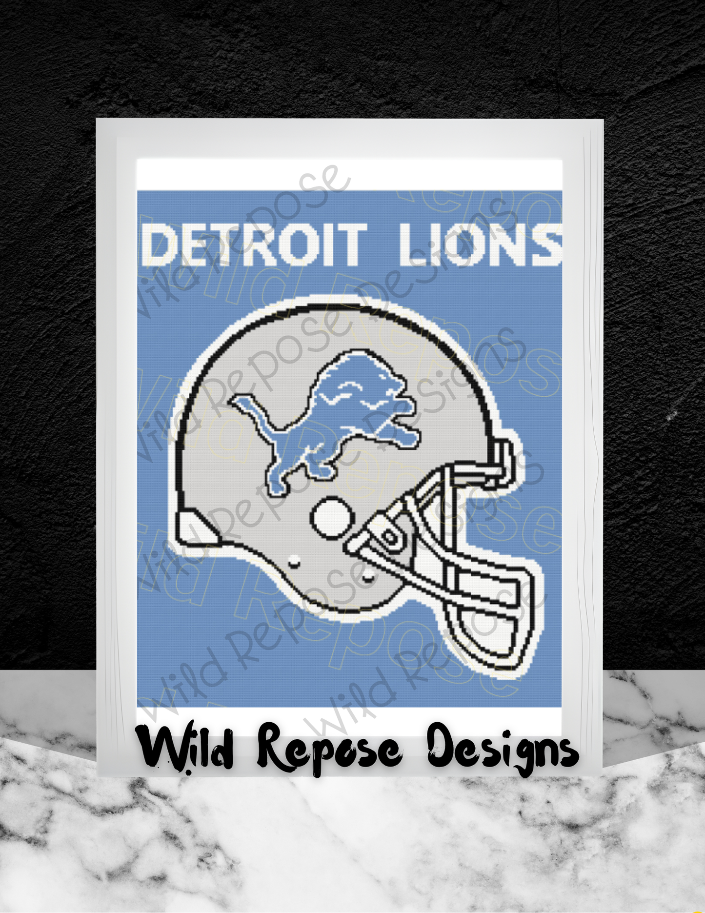 Detroit Lions Helmet Crochet Pattern 190 x 220
