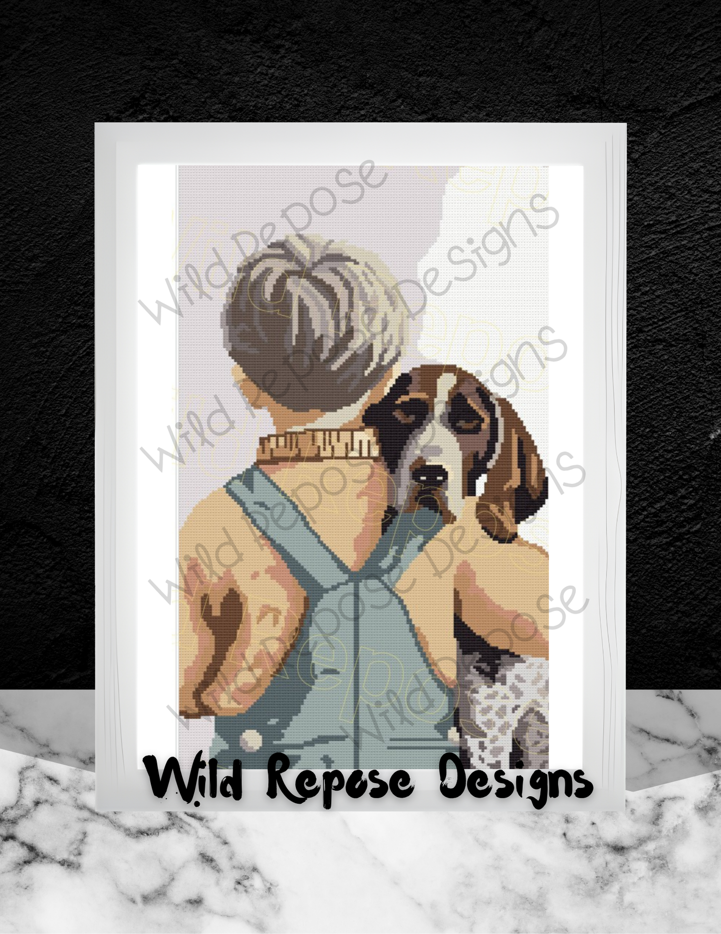 Boy with Dog Crochet Pattern 135 x 225
