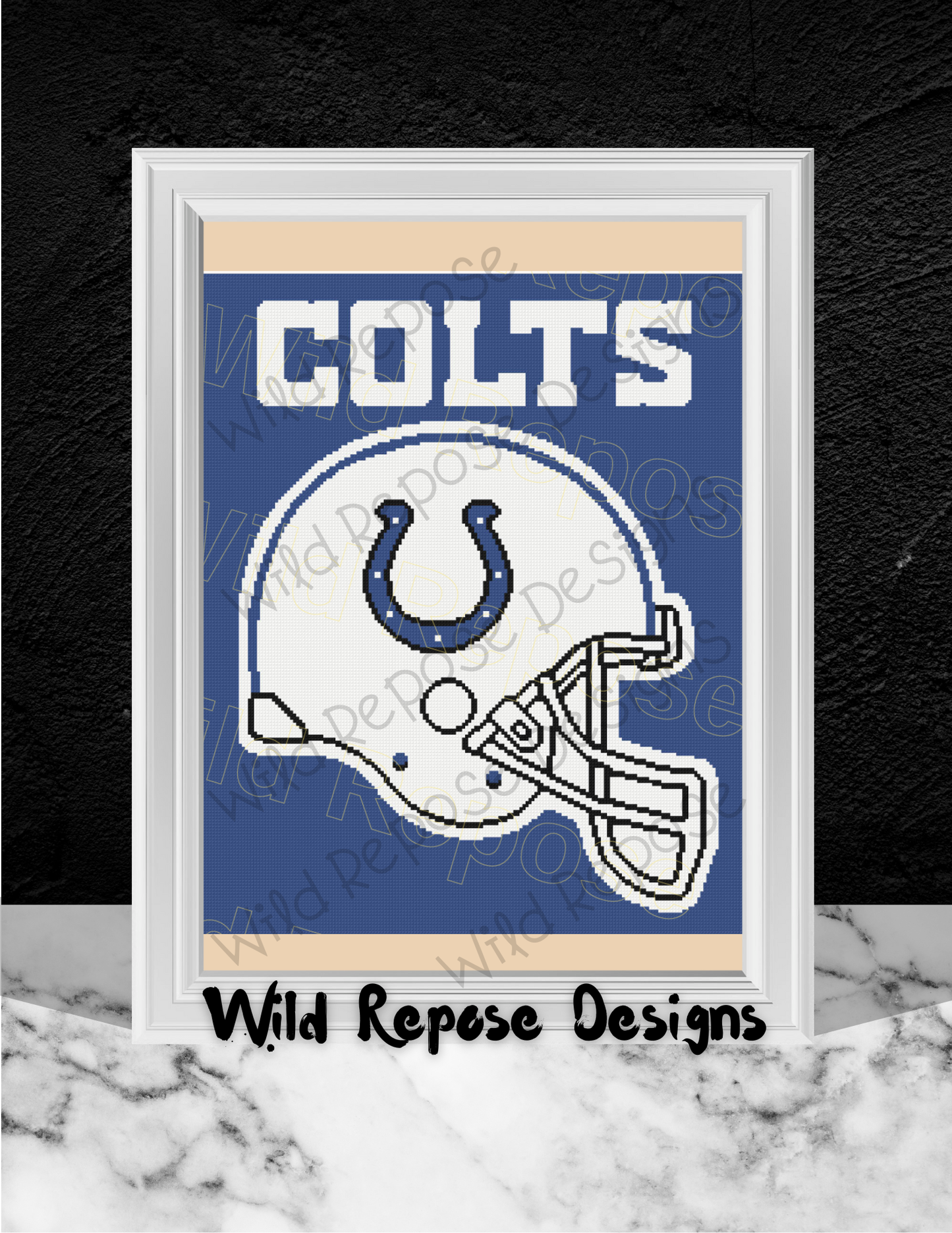 Indianapolis Colts Helmet Crochet Pattern 190 x 220