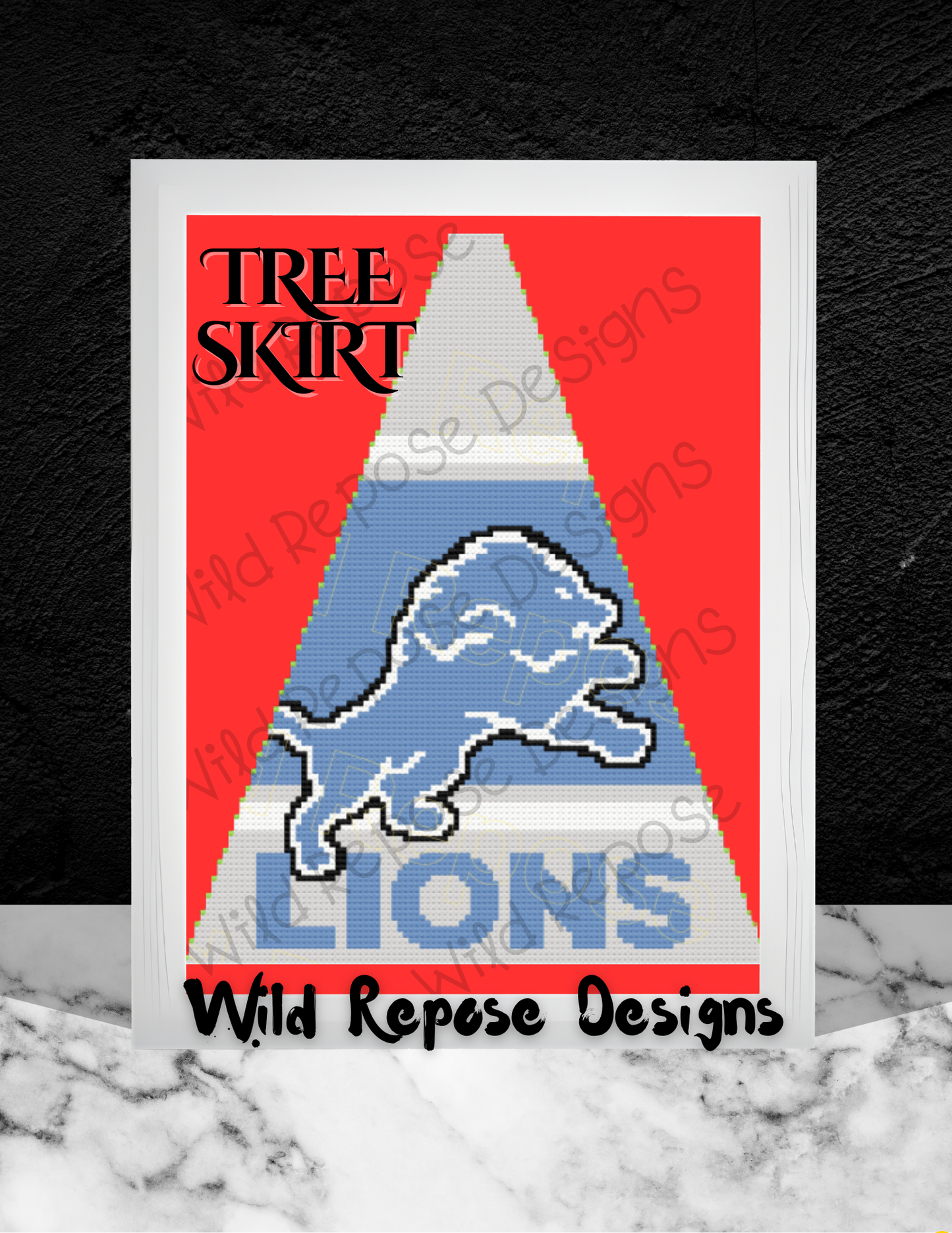 Detroit Lions NFL Tree Skirt Panel 104 x 130