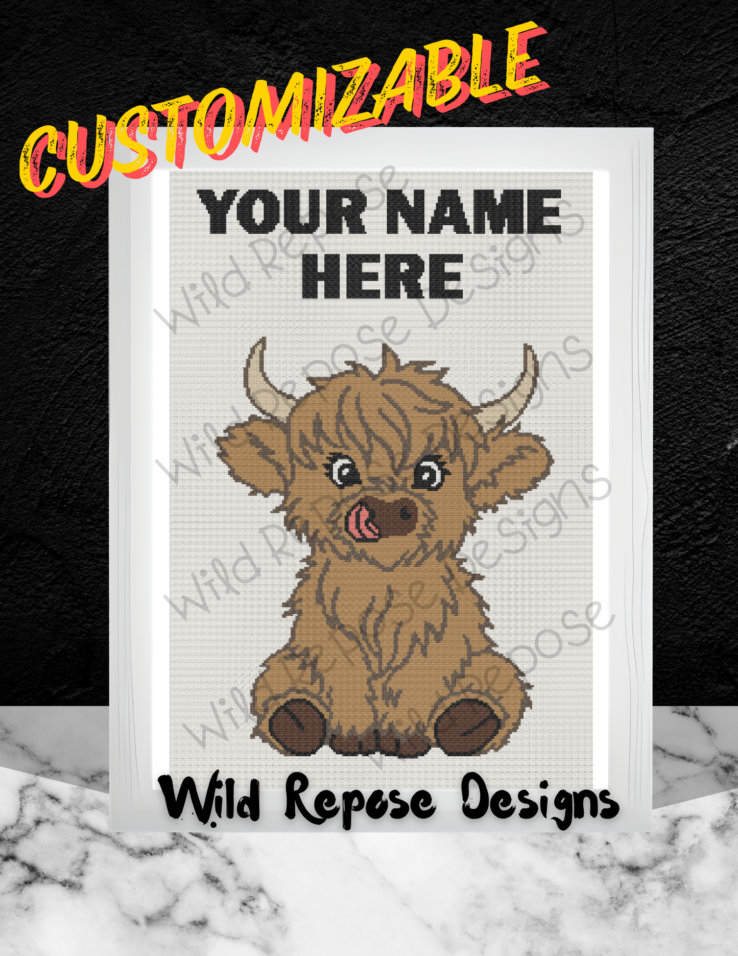 Highland Cow Customizable SC Crochet Pattern