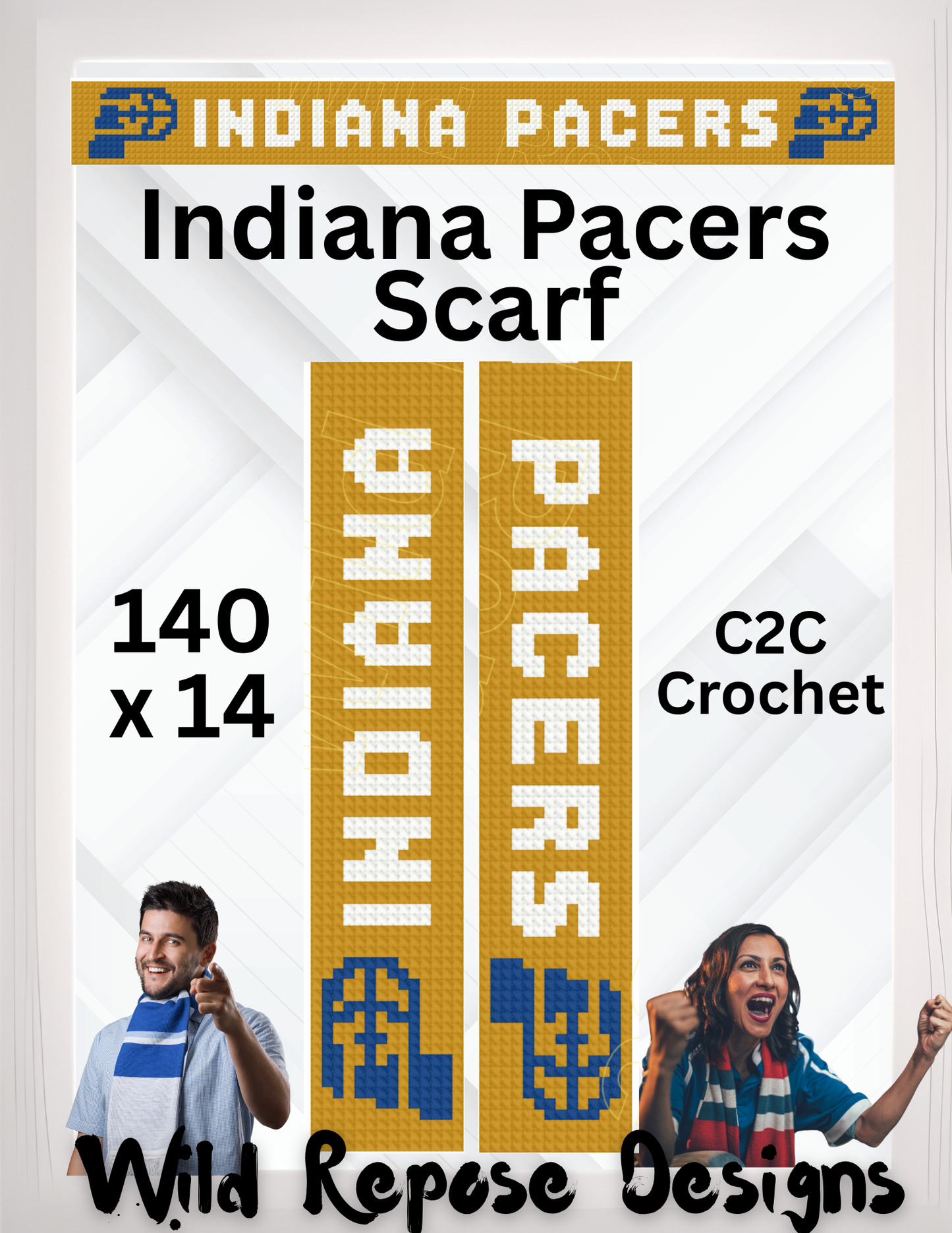 Indiana Pacers Scarf C2C Crochet Pattern 140 x 14