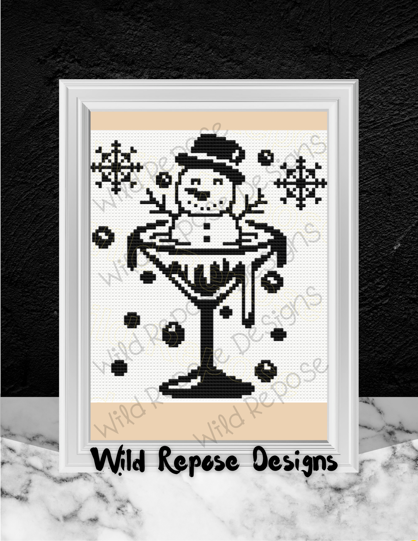 Snowman Cocktail C2C Crochet Pattern 85 x 85