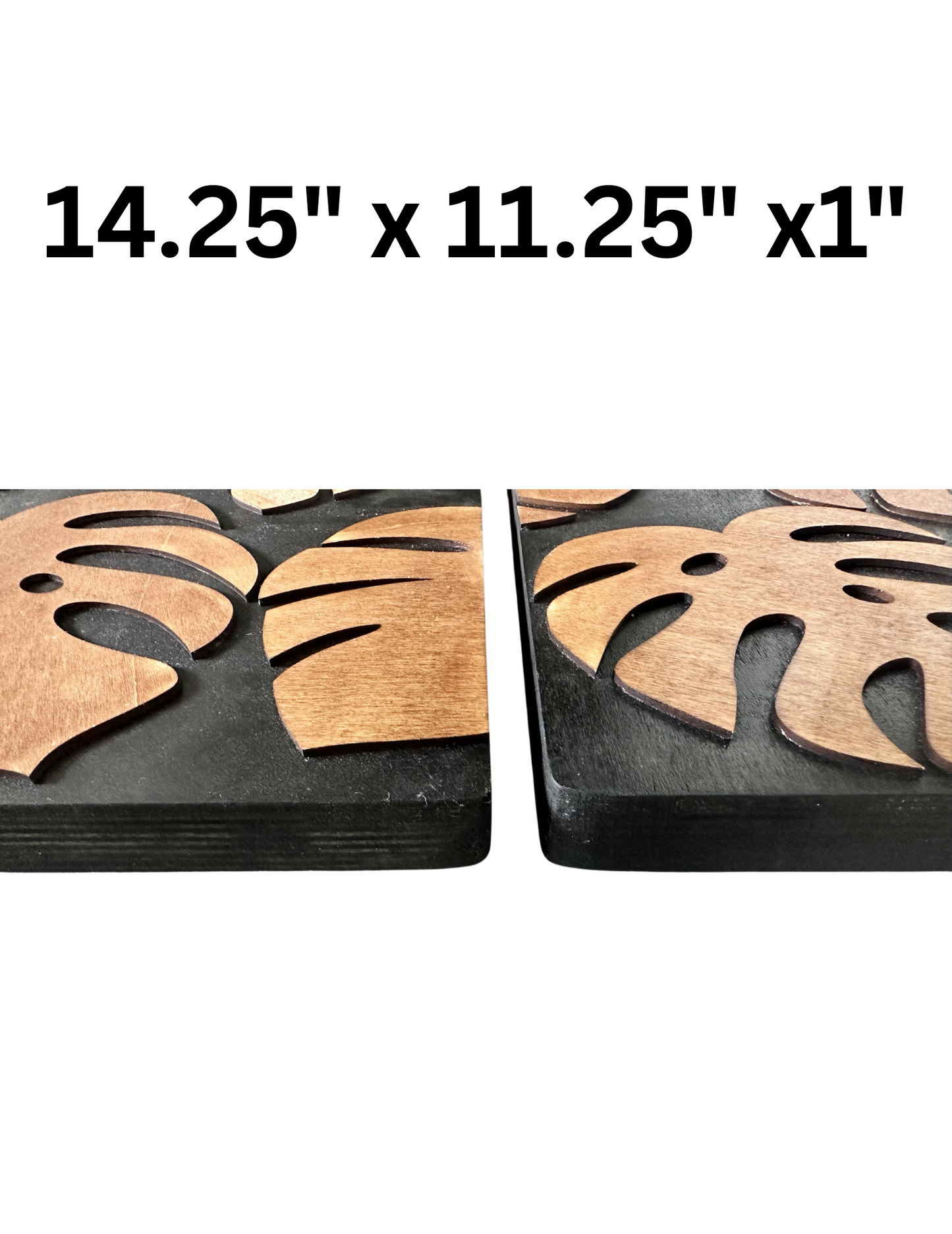 Monstera Leaf Wooden Wall Art Set – Modern Tropical Décor (14.25” x 11.25”)