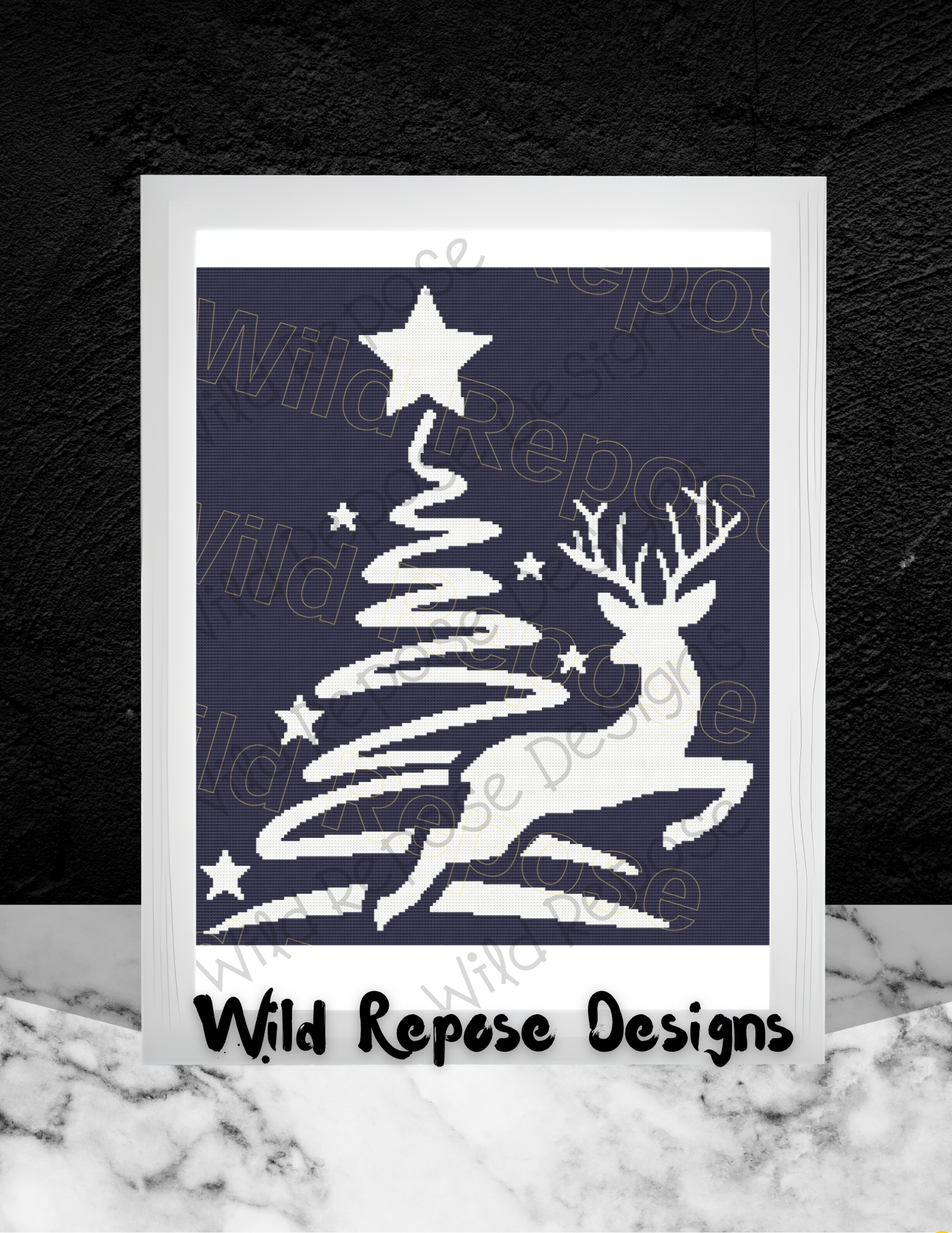 Reindeer Winter Silhouette Crochet Pattern 190 x 220