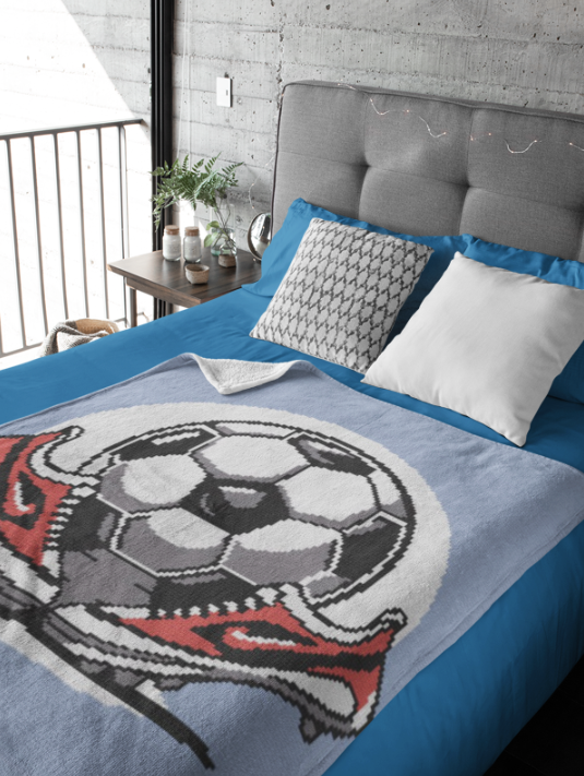 FUTBALL Soccer Ball and Cleats Blanket Crochet Pattern 160x160