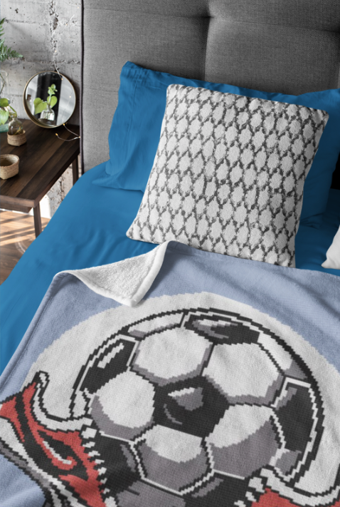 FUTBALL Soccer Ball and Cleats Blanket Crochet Pattern 160x160