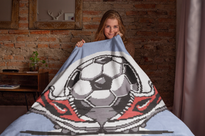 FUTBALL Soccer Ball and Cleats Blanket Crochet Pattern 160x160