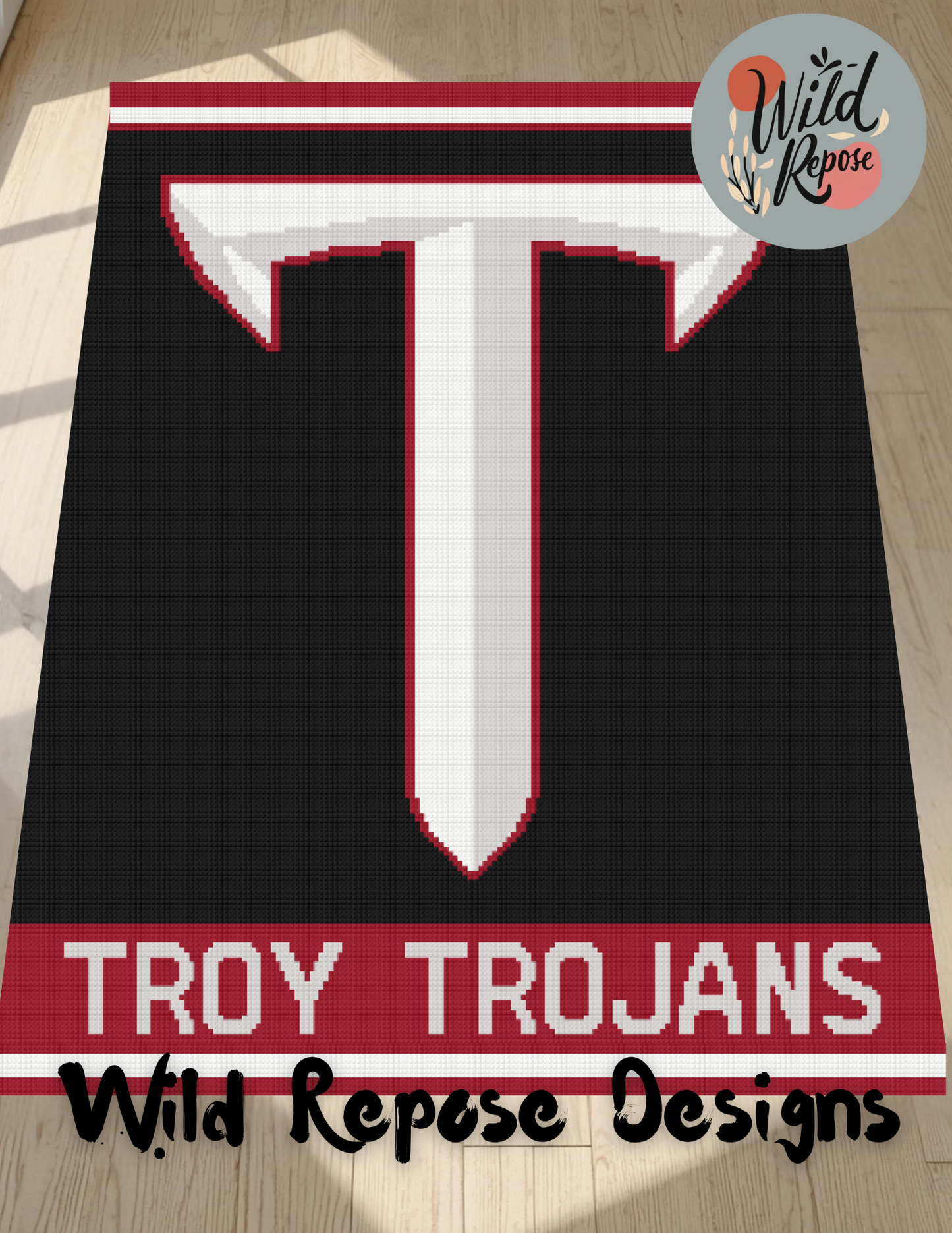 Troy University Trojans Crochet Pattern 200 x 220