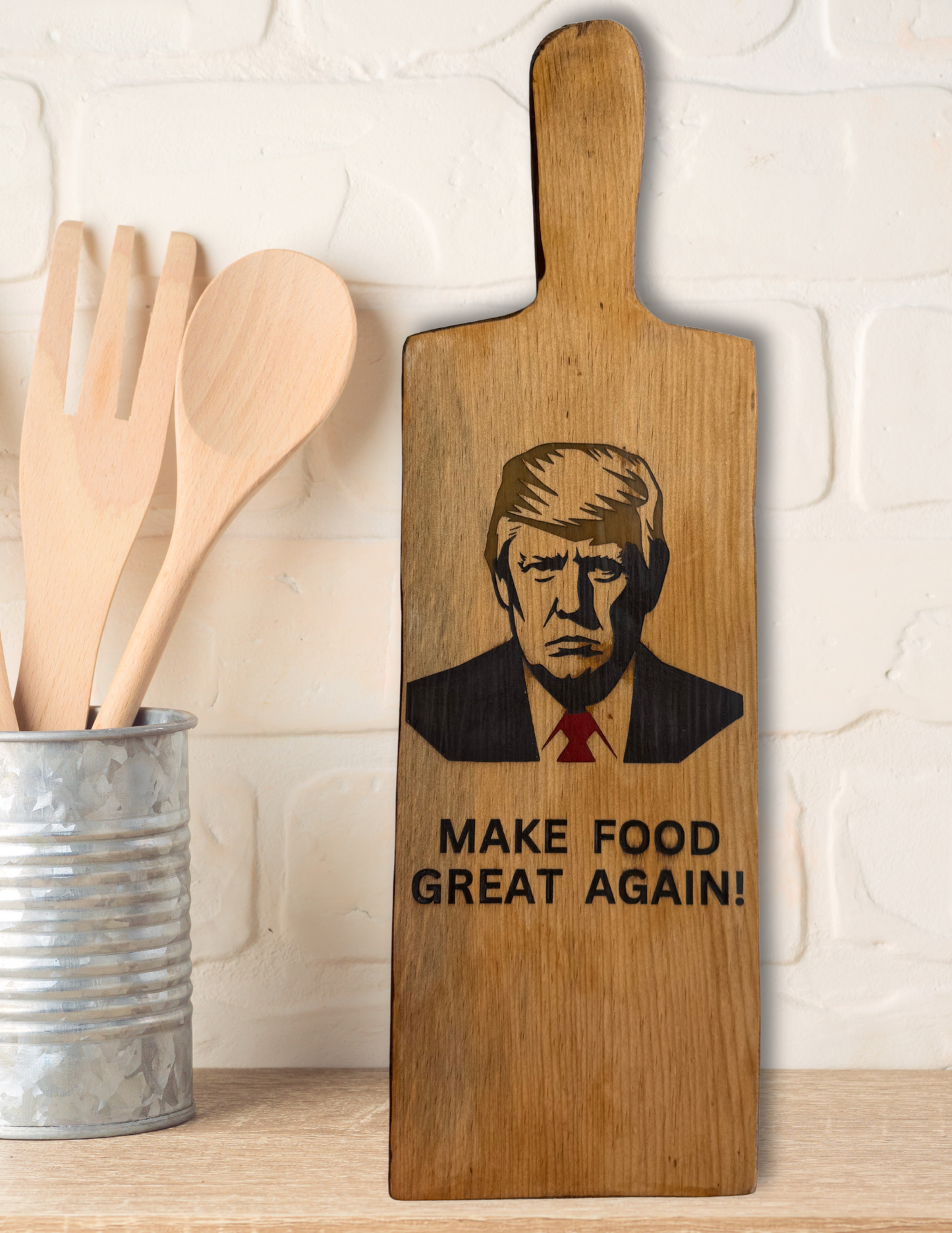 Make Food Great Again Cutting Board – Colorful Resin Inlay Wood Charcuterie Paddle Board