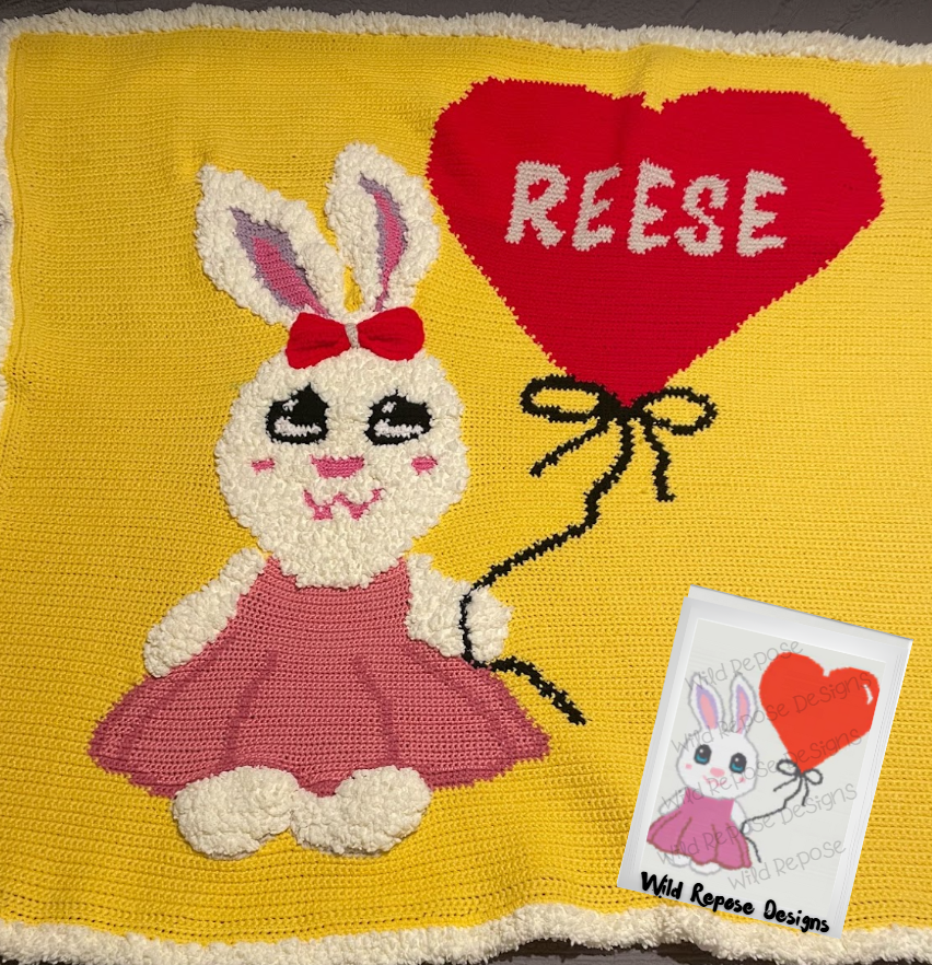 Bunny with Balloon Crochet Pattern 185 x 181