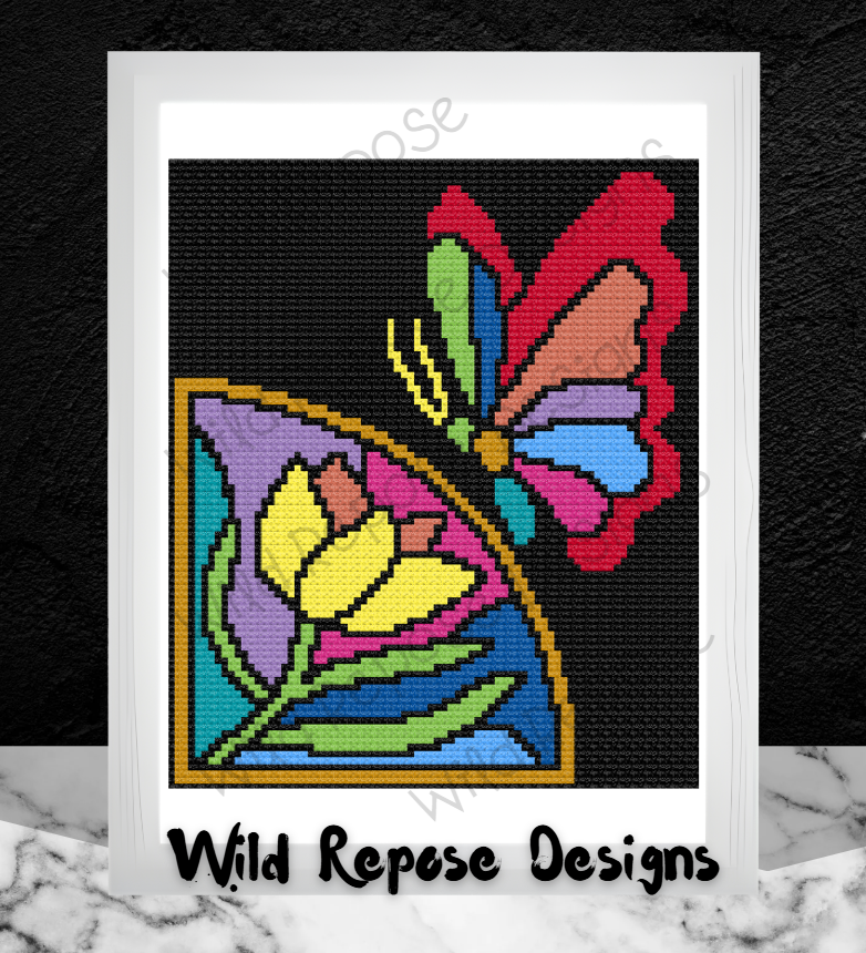 Butterfly Stained Glass Crochet Pattern C2C 80 X 95