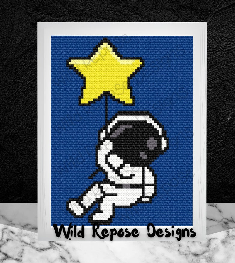 Astronaut with Star Balloon Crochet Pattern C2C 60 X 80