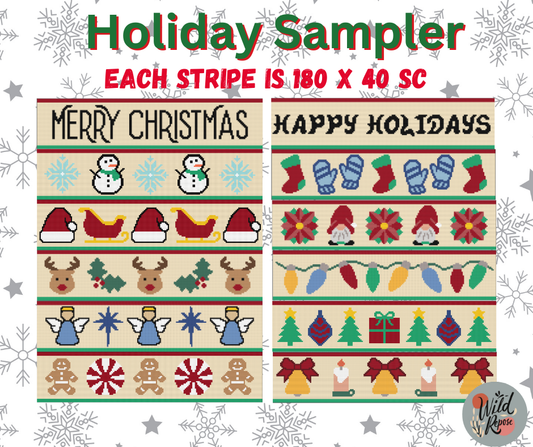 Holiday Sampler Crochet Pattern – Festive Stripes Design