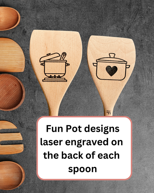 Funny Engraved Beech Wood Spoon Set