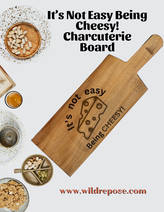 Not Easy Being Cheesy Cutting Board – Colorful Resin Inlay Wood Charcuterie Paddle Board