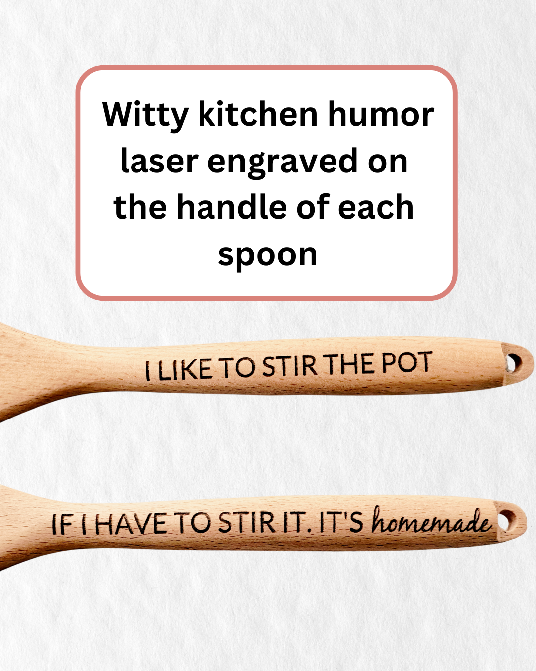 Funny Engraved Beech Wood Spoon Set