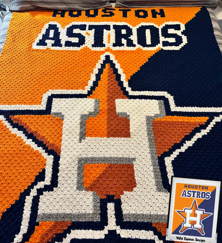 Houston Astros Crochet Pattern C2C 96x120
