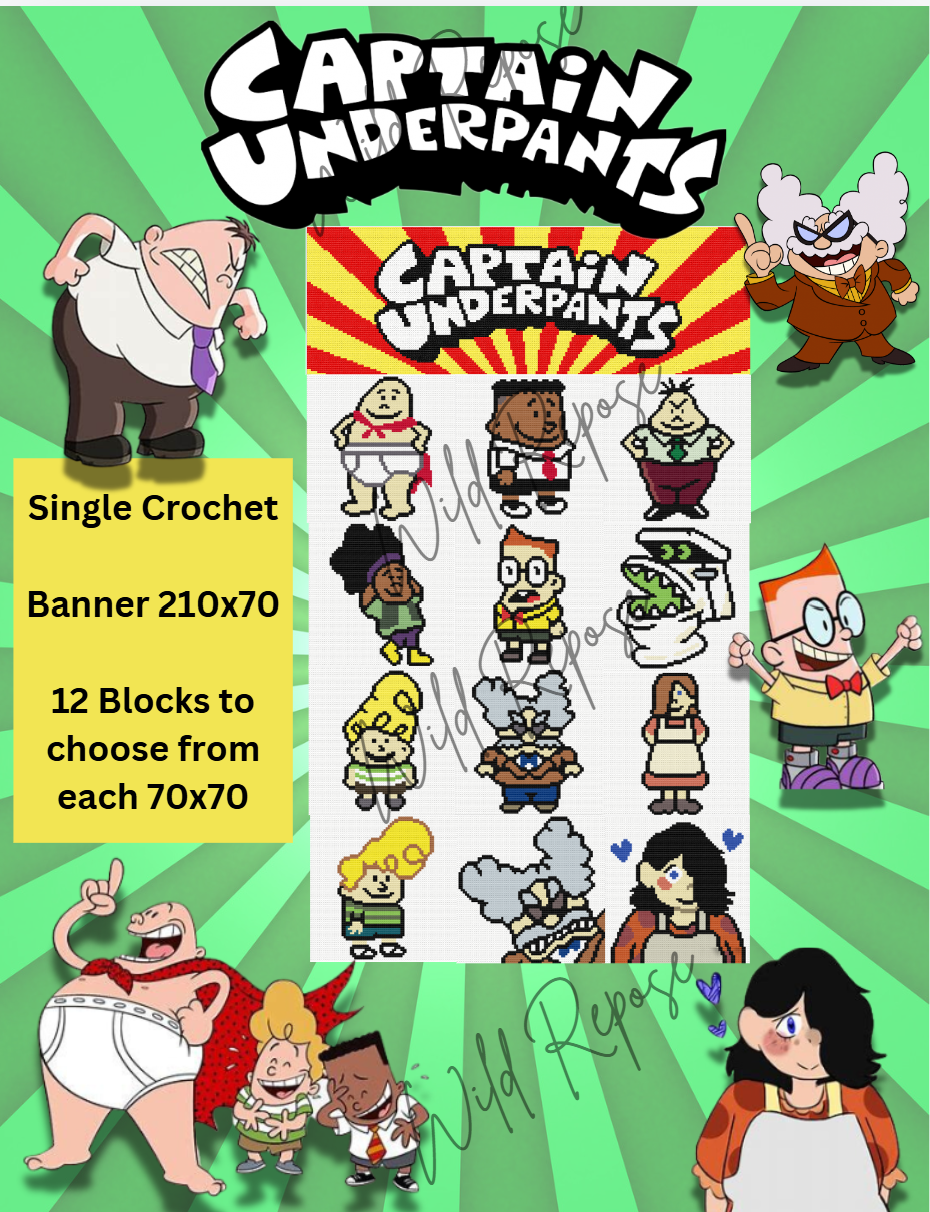 Captain Underpants BUNDLE - SC Blocks 70x70 Banner 210x70