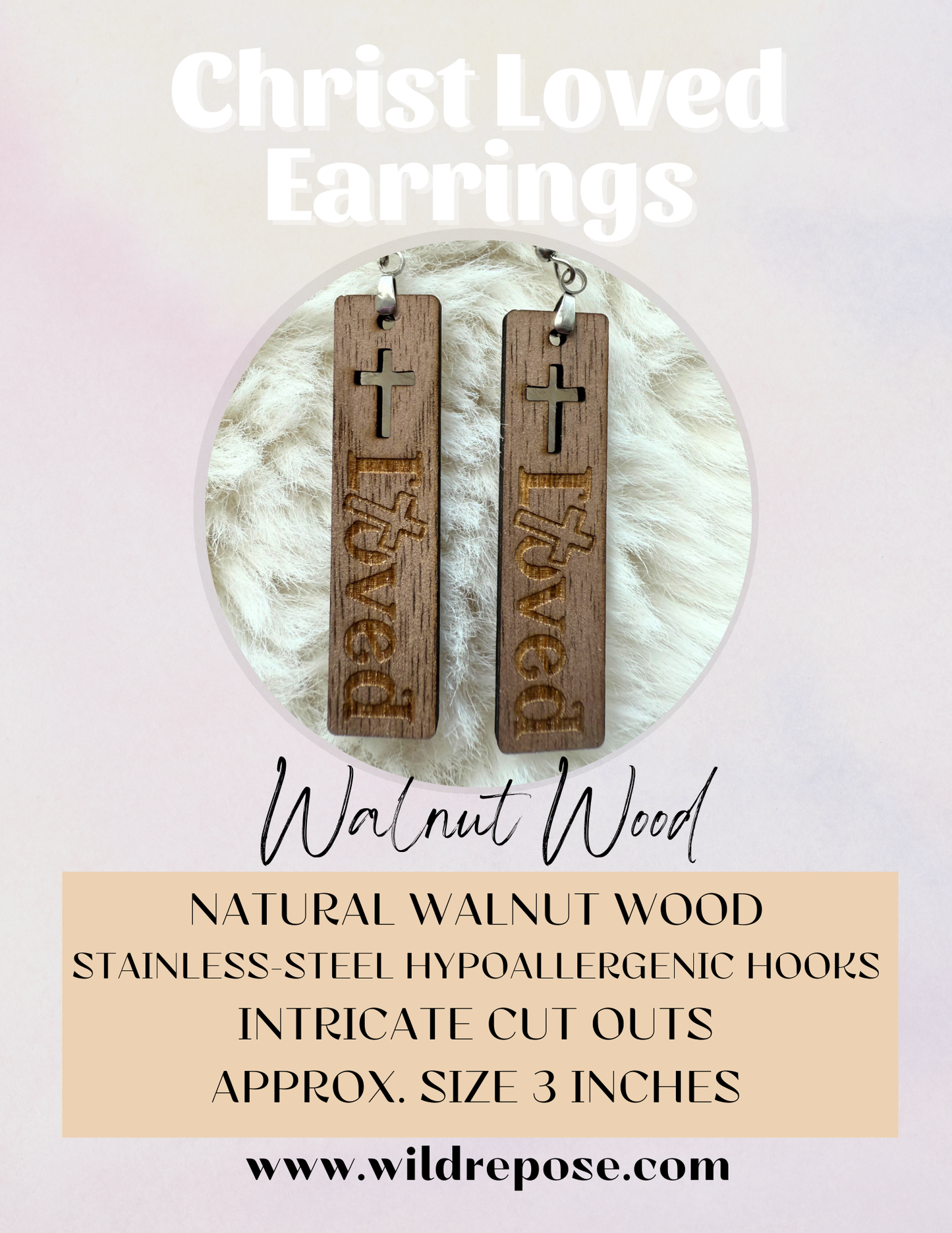 Christ Loved Walnut Wood Earrings – Faith-Inspired Handmade Jewelry