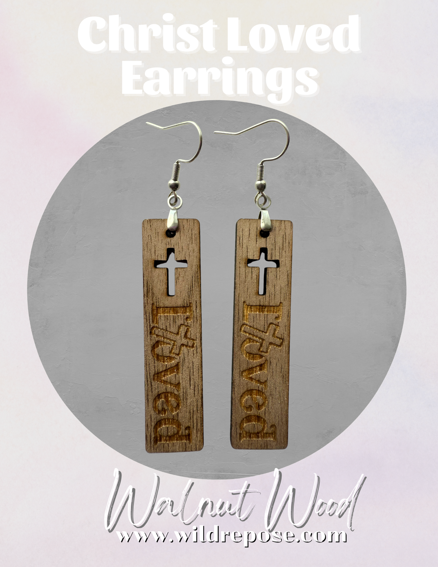 Christ Loved Walnut Wood Earrings – Faith-Inspired Handmade Jewelry