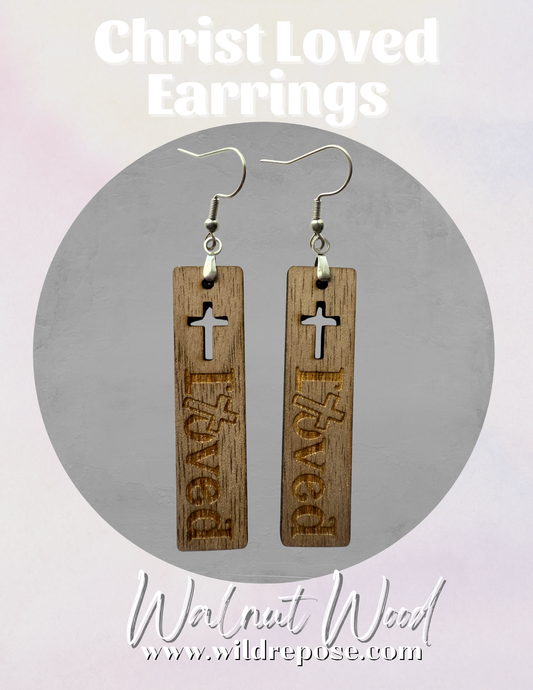 Christ Loved Walnut Wood Earrings – Faith-Inspired Handmade Jewelry
