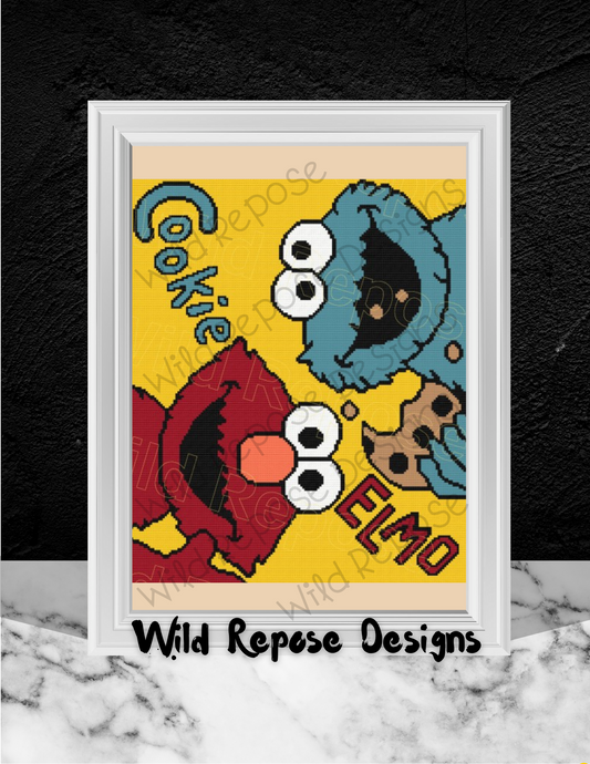 Elmo and Cookie Monster Crochet Pattern 163 x 192