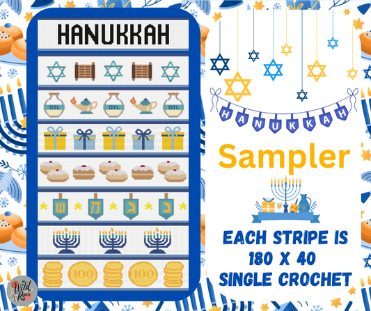 Hanukkah Sampler Crochet Pattern – Festive Stripes Design