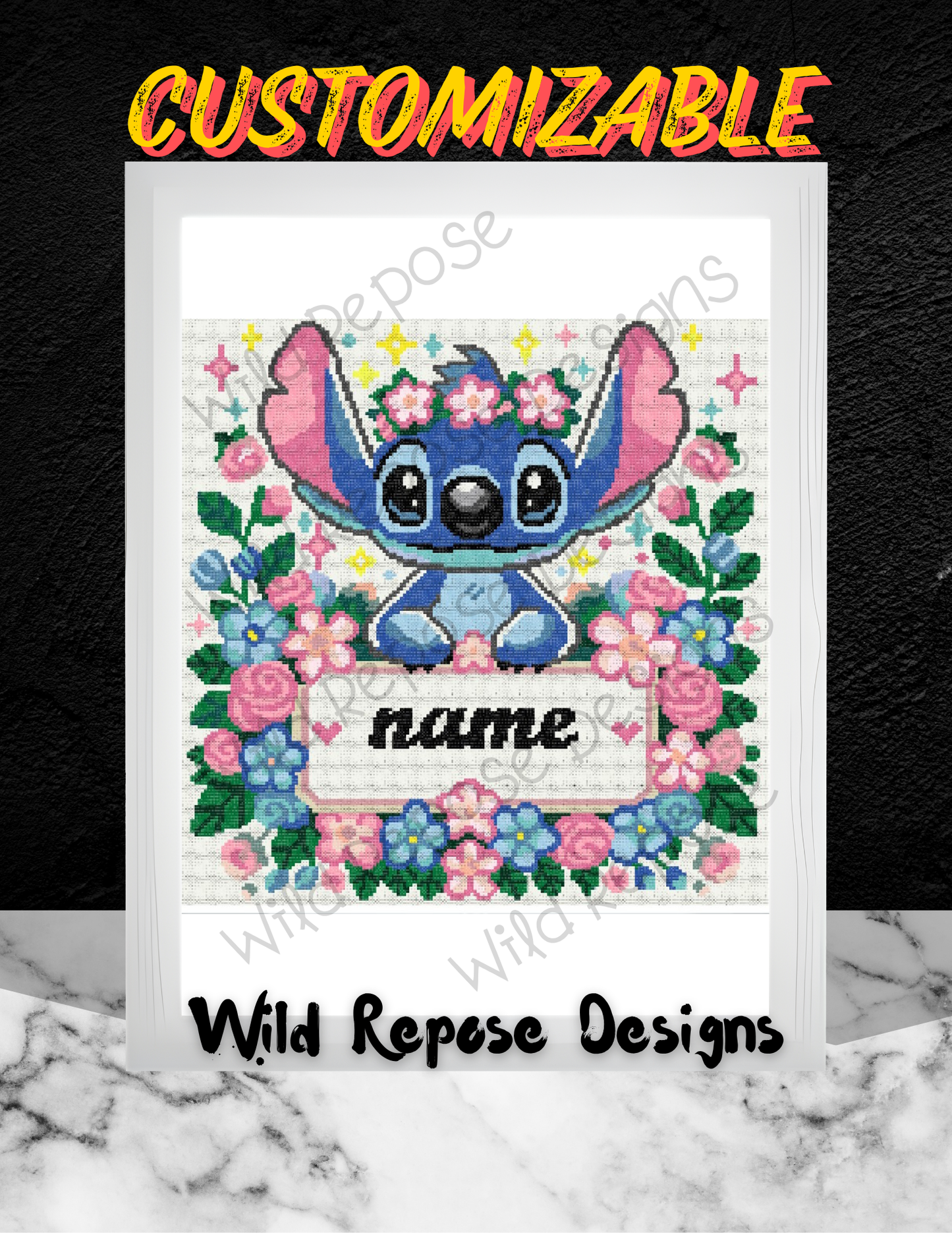 Stitch with Custom Name Crochet Pattern 175 x 175