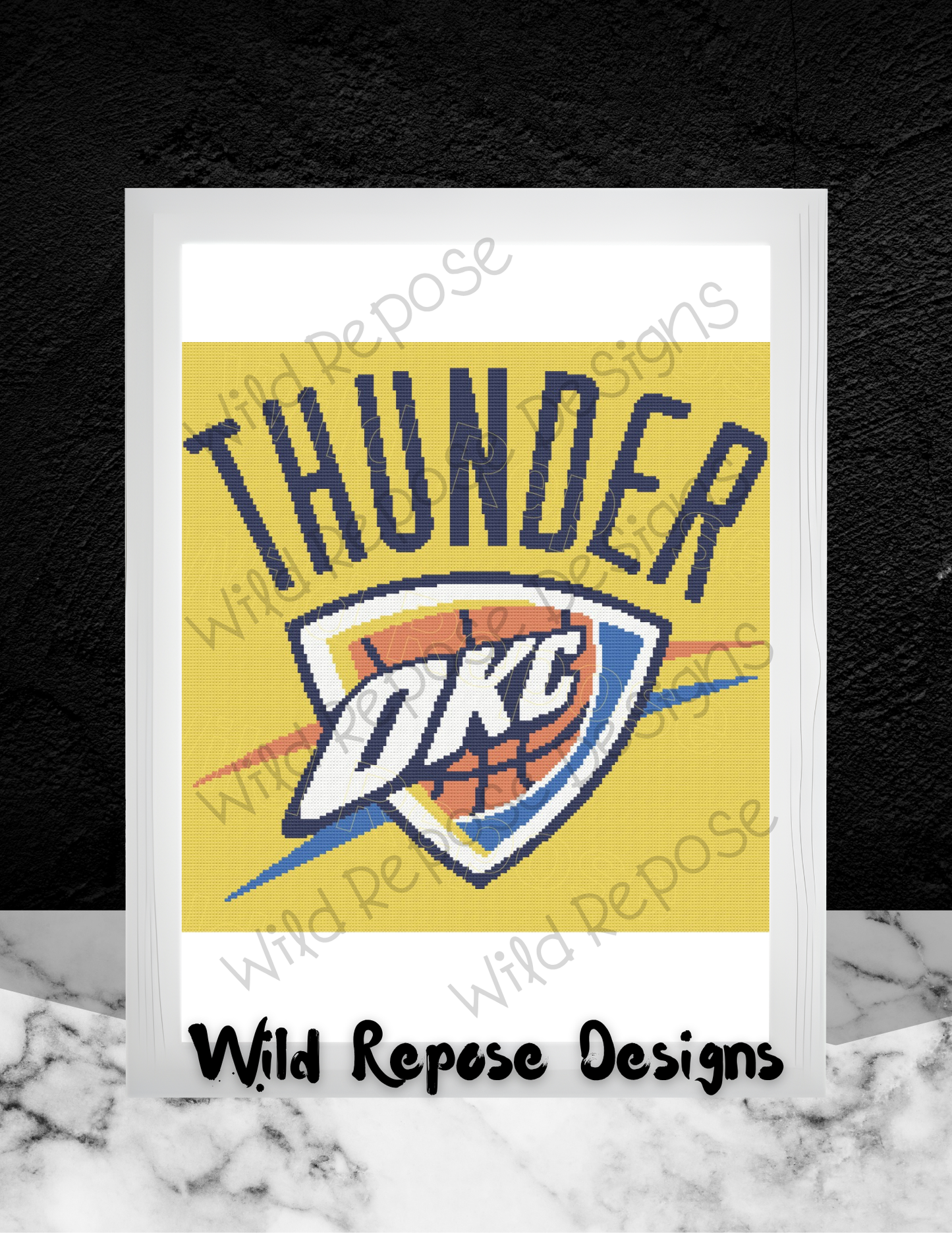 OKC Thunder Logo Crochet Pattern 190 x 190