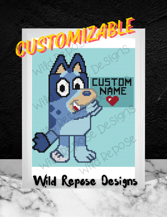 Bluey C2C Custom Name Crochet Pattern 84 x 95