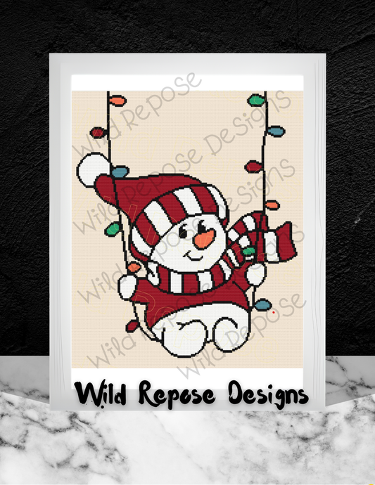 Snowman Swing Lights Crochet Pattern 185 x 210
