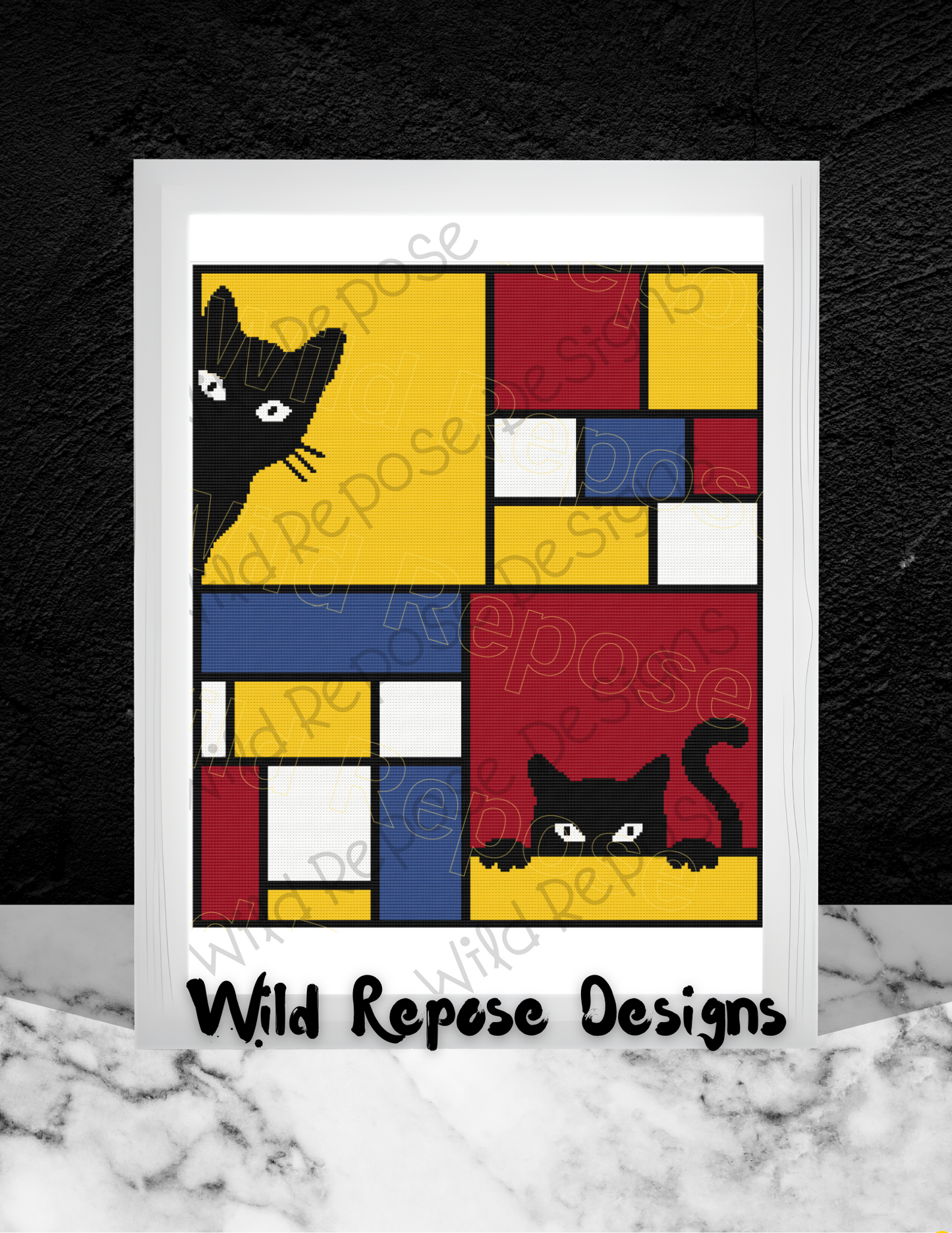 Mondrian Cats Crochet Pattern 190 x 220