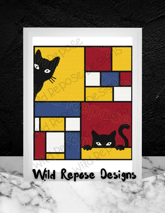 Mondrian Cats Crochet Pattern 190 x 220