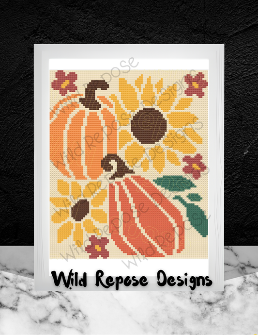 Pumpkins and Sunflowers C2C 80 X 95