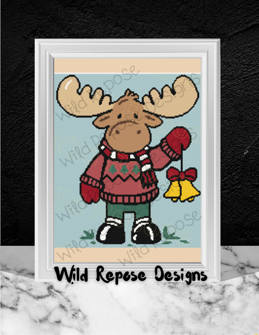 Moose with Bells Crochet Pattern 180 x 180