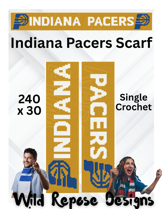 Indiana Pacers Scarf SC Crochet Pattern 240 x 30