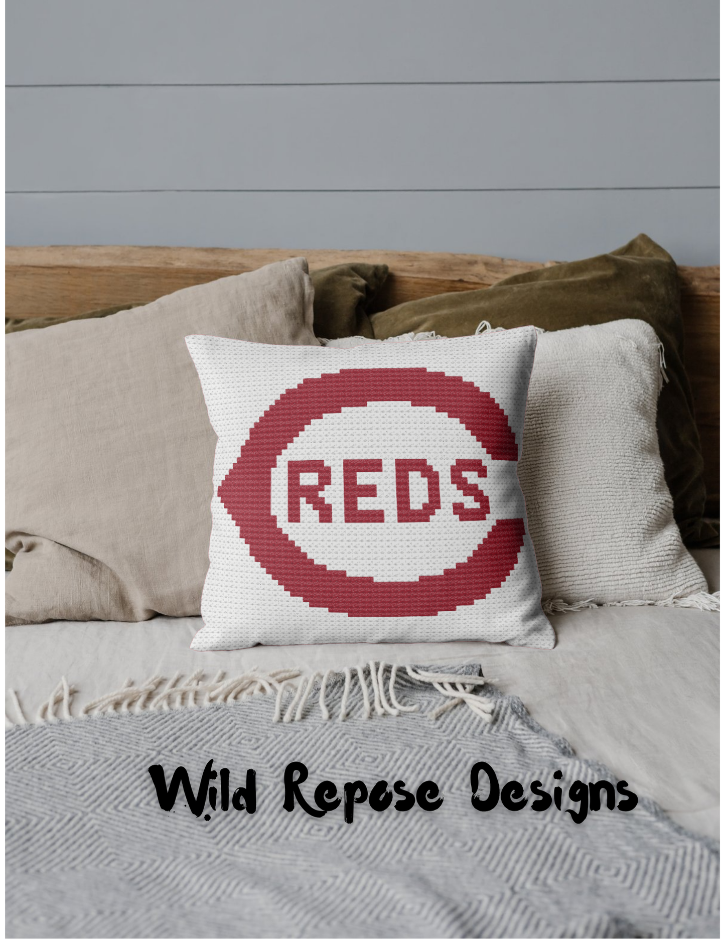 Cincinnati Reds Pillow Crochet Pattern 60 x 60