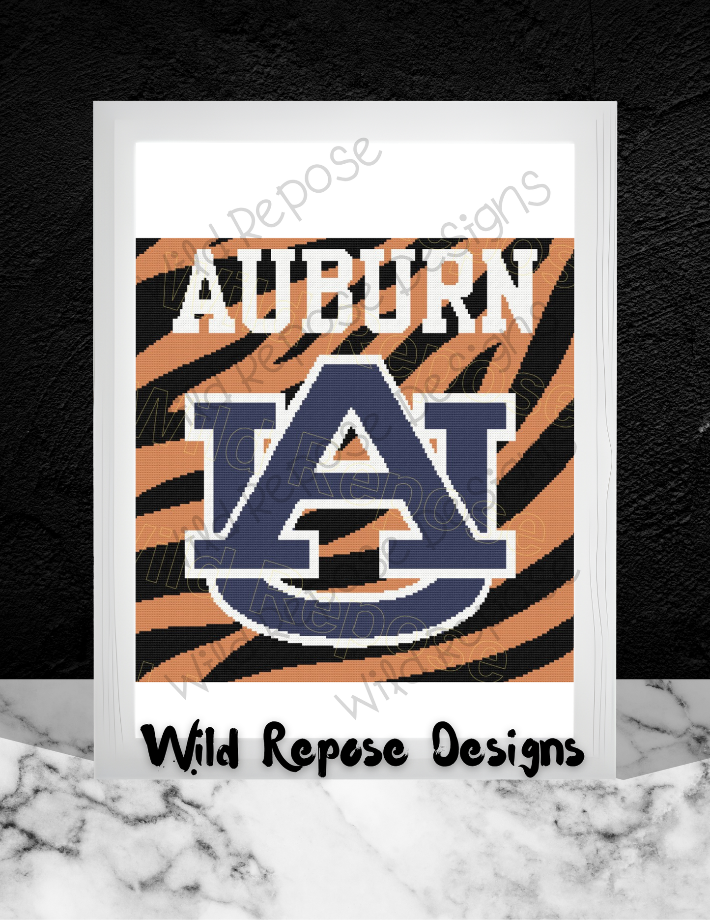 Auburn Tiger Print Crochet Pattern 190 x 190